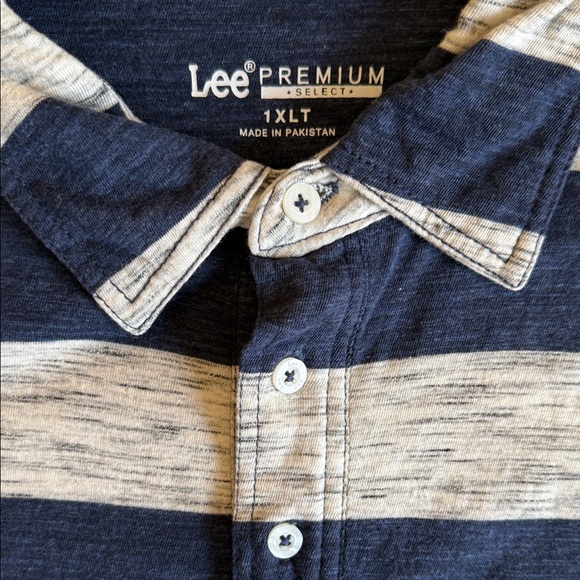 Lee Men's Polo with Navy and Gray Stripes - Picture 4 of 6